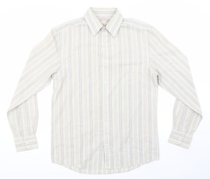 Mens UK Size S NEXT Beige  Button-Up Long Sleeve Casual Shirt