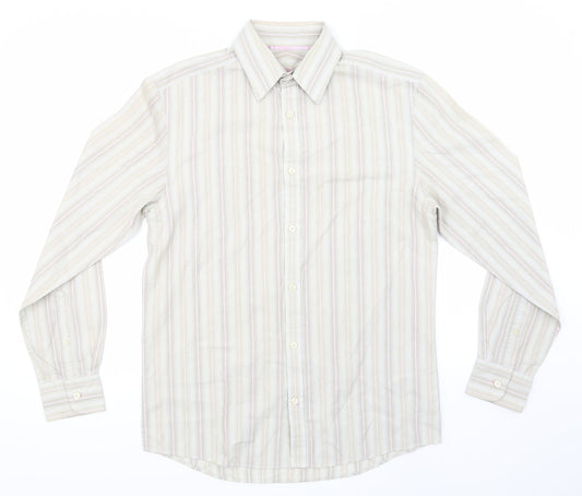 Mens UK Size S NEXT Beige  Button-Up Long Sleeve Casual Shirt