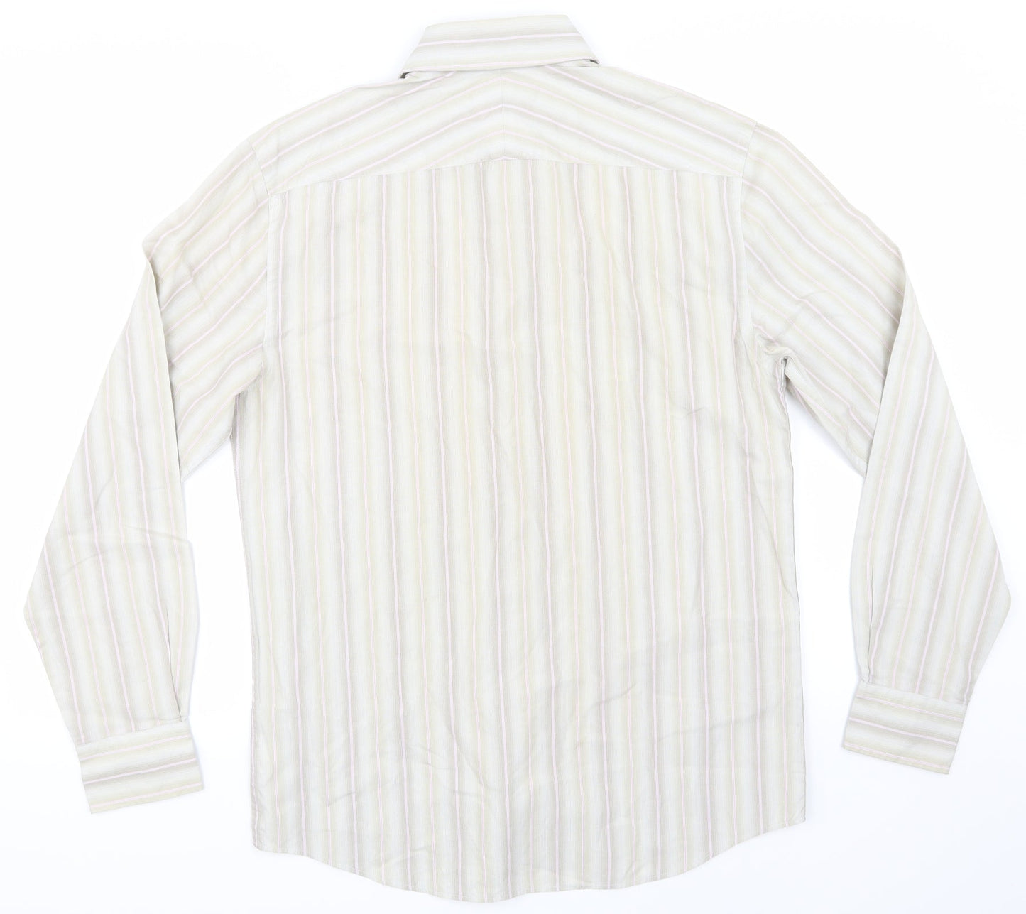 Mens UK Size S NEXT Beige  Button-Up Long Sleeve Casual Shirt