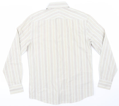 Mens UK Size S NEXT Beige  Button-Up Long Sleeve Casual Shirt
