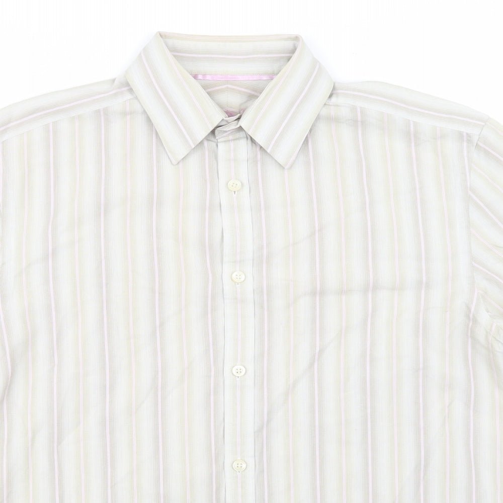 Mens UK Size S NEXT Beige  Button-Up Long Sleeve Casual Shirt
