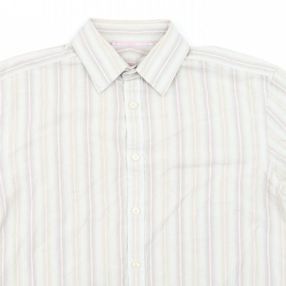 Mens UK Size S NEXT Beige  Button-Up Long Sleeve Casual Shirt