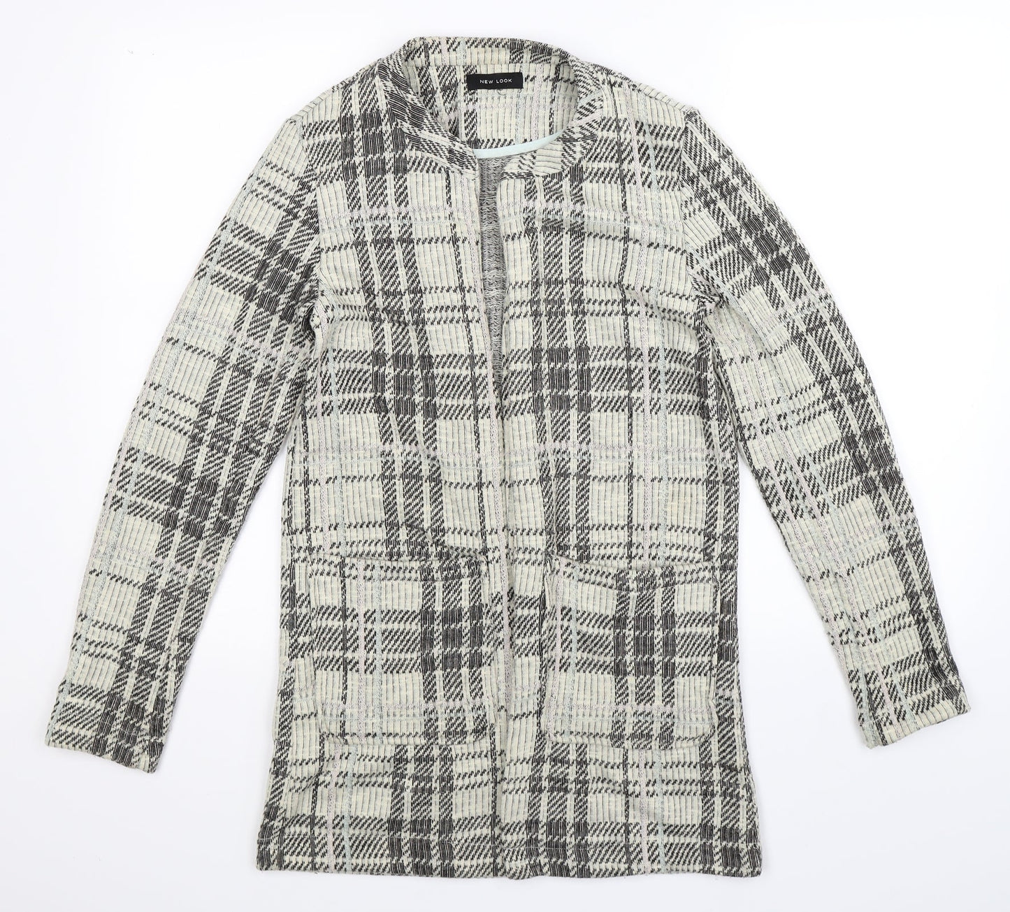 New Look Womens Beige Check  Cardigan Jumper Size 8