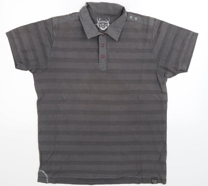 Kickers Mens Grey Striped   Polo Size M