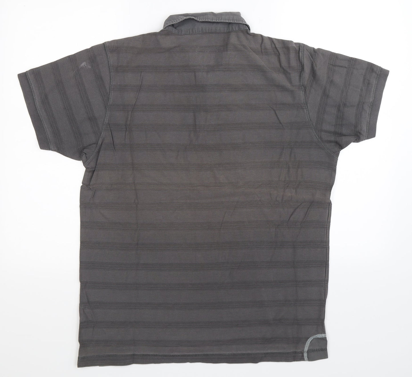 Kickers Mens Grey Striped   Polo Size M