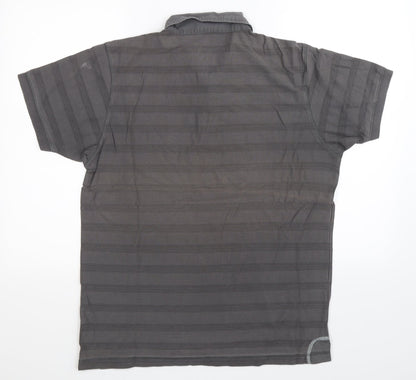 Kickers Mens Grey Striped   Polo Size M