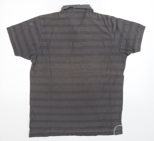 Kickers Mens Grey Striped   Polo Size M
