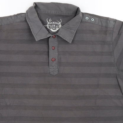 Kickers Mens Grey Striped   Polo Size M