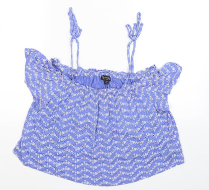 Miss Selfridge Womens Blue Floral  Basic Tank Size 14