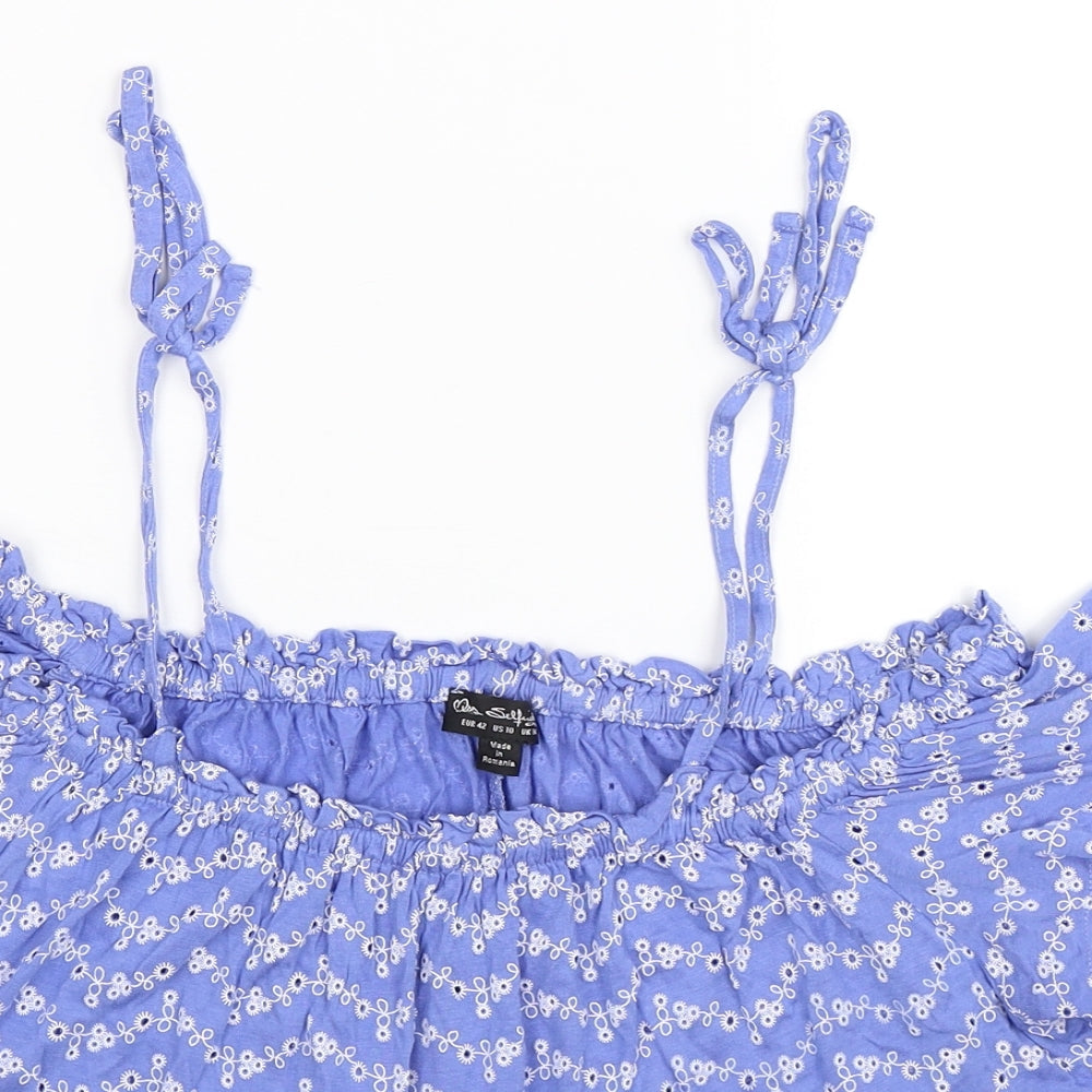 Miss Selfridge Womens Blue Floral  Basic Tank Size 14