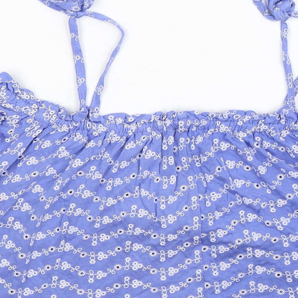 Miss Selfridge Womens Blue Floral  Basic Tank Size 14