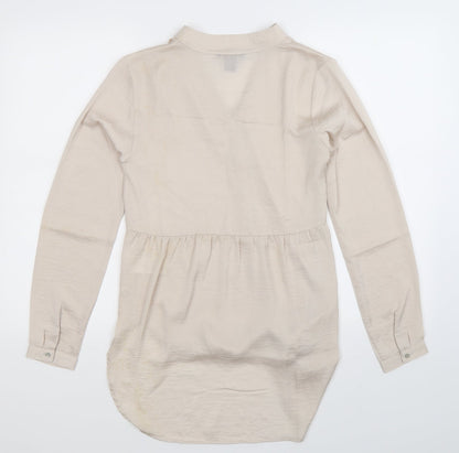 Womens UK Size 8 H&M Silver Basic Button-Up