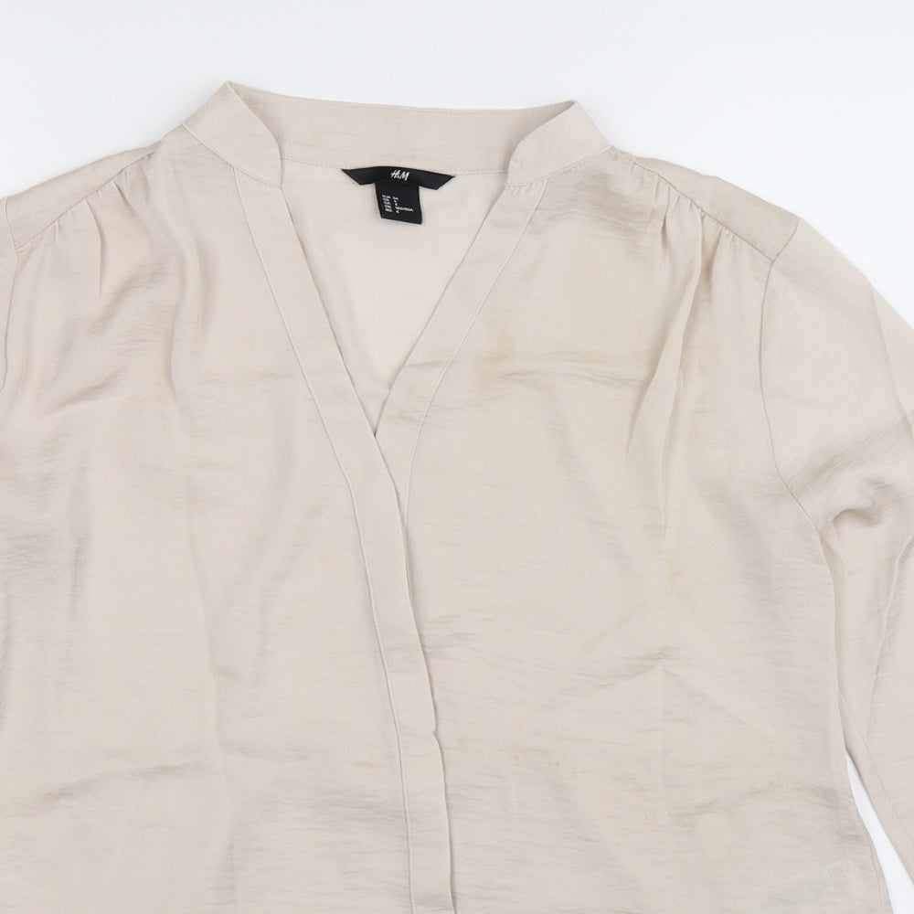 Womens UK Size 8 H&M Silver Basic Button-Up