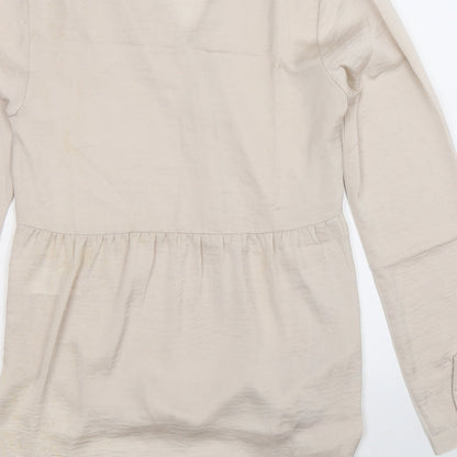 Womens UK Size 8 H&M Silver Basic Button-Up
