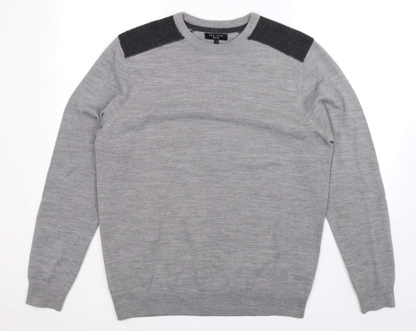 New Look Mens Grey  Knit Pullover Jumper Size M