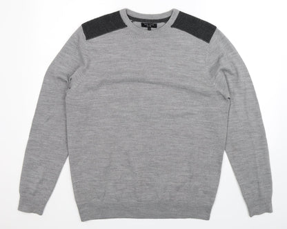New Look Mens Grey  Knit Pullover Jumper Size M