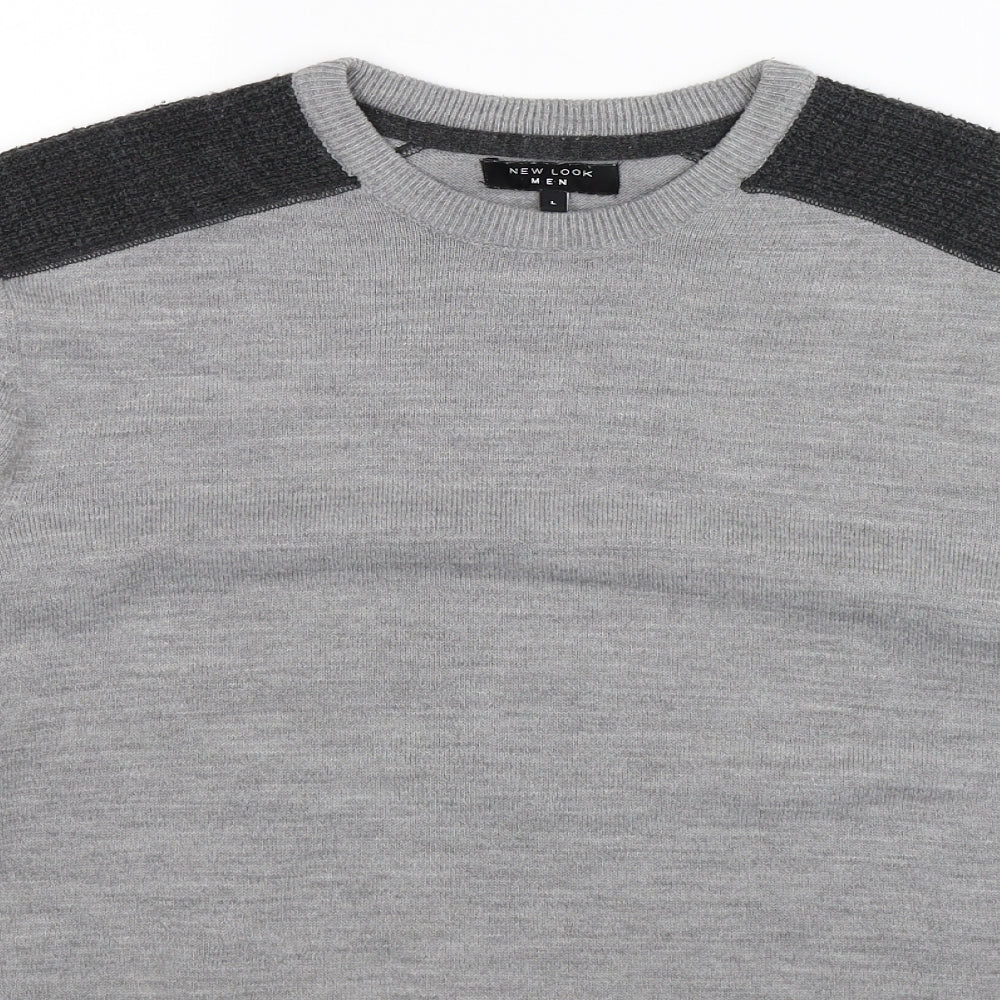 New Look Mens Grey  Knit Pullover Jumper Size M