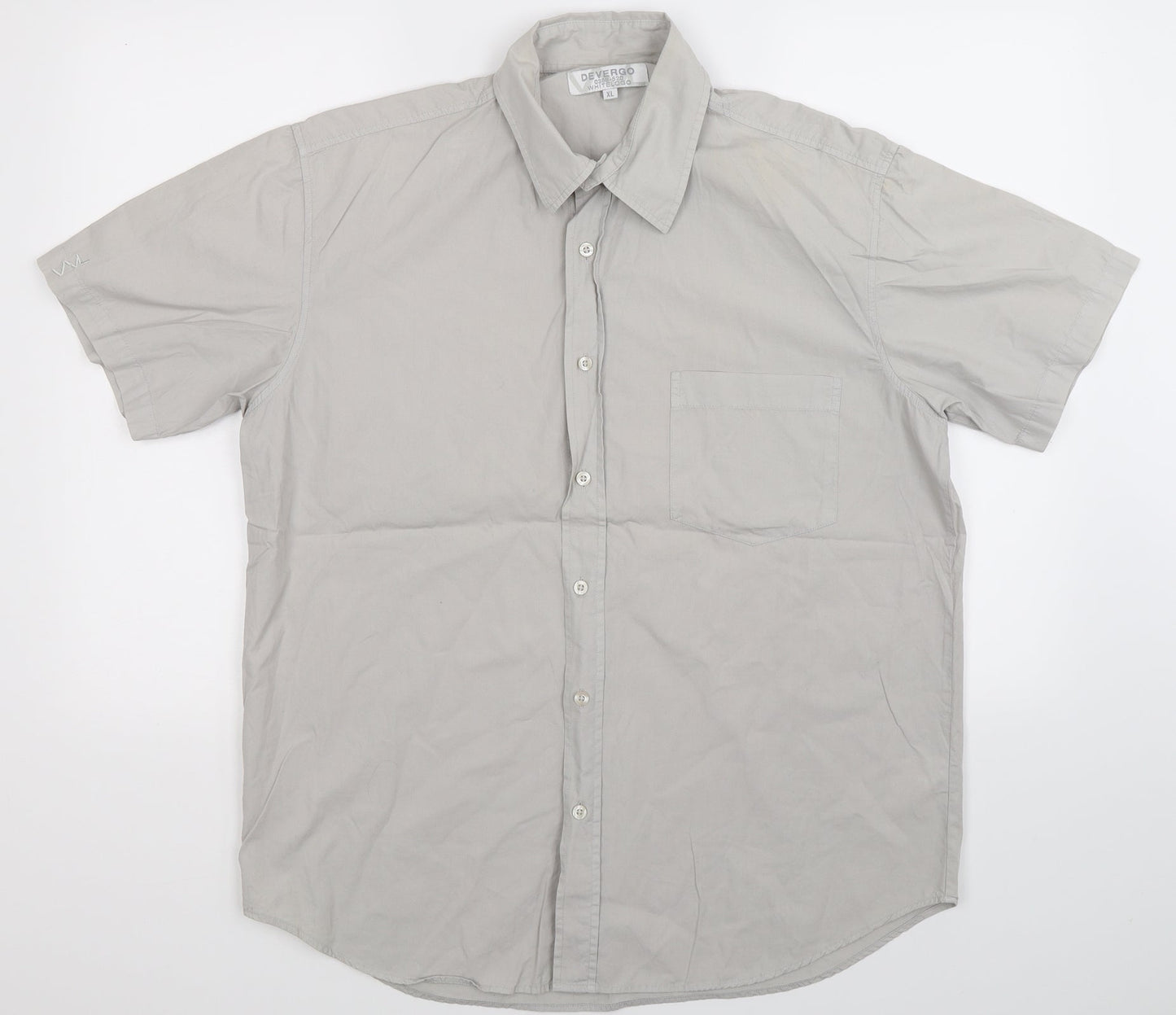 Mens UK Size XL De Vergo Grey  Button-Up Short Sleeve Casual Shirt