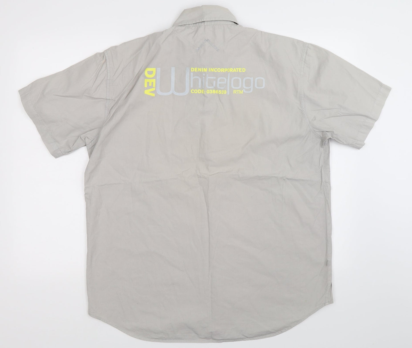 Mens UK Size XL De Vergo Grey  Button-Up Short Sleeve Casual Shirt