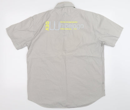 Mens UK Size XL De Vergo Grey  Button-Up Short Sleeve Casual Shirt