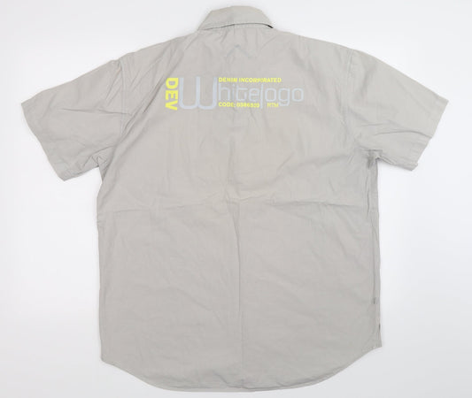 Mens UK Size XL De Vergo Grey  Button-Up Short Sleeve Casual Shirt