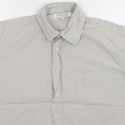Mens UK Size XL De Vergo Grey  Button-Up Short Sleeve Casual Shirt