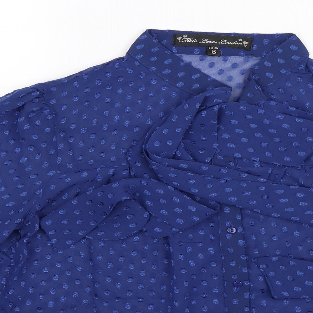Mela Loves London Womens Blue   Basic Button-Up Size 8