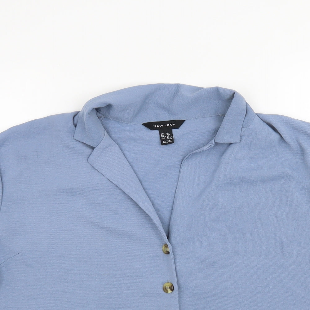 Womens UK Size 16 New Look Blue Basic Button-Up