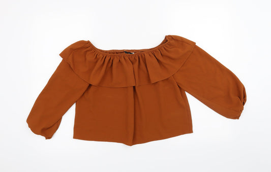 Womens UK Size 12 New Look Orange Cropped Blouse