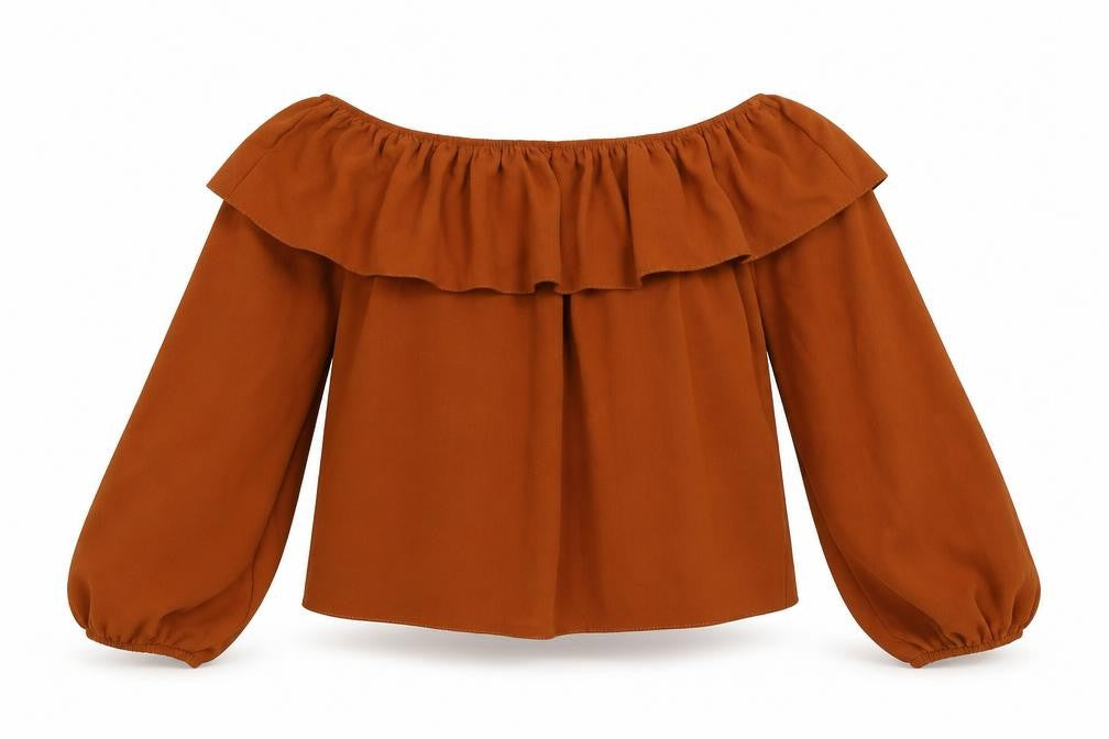 Womens UK Size 12 New Look Orange Cropped Blouse
