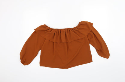 Womens UK Size 12 New Look Orange Cropped Blouse