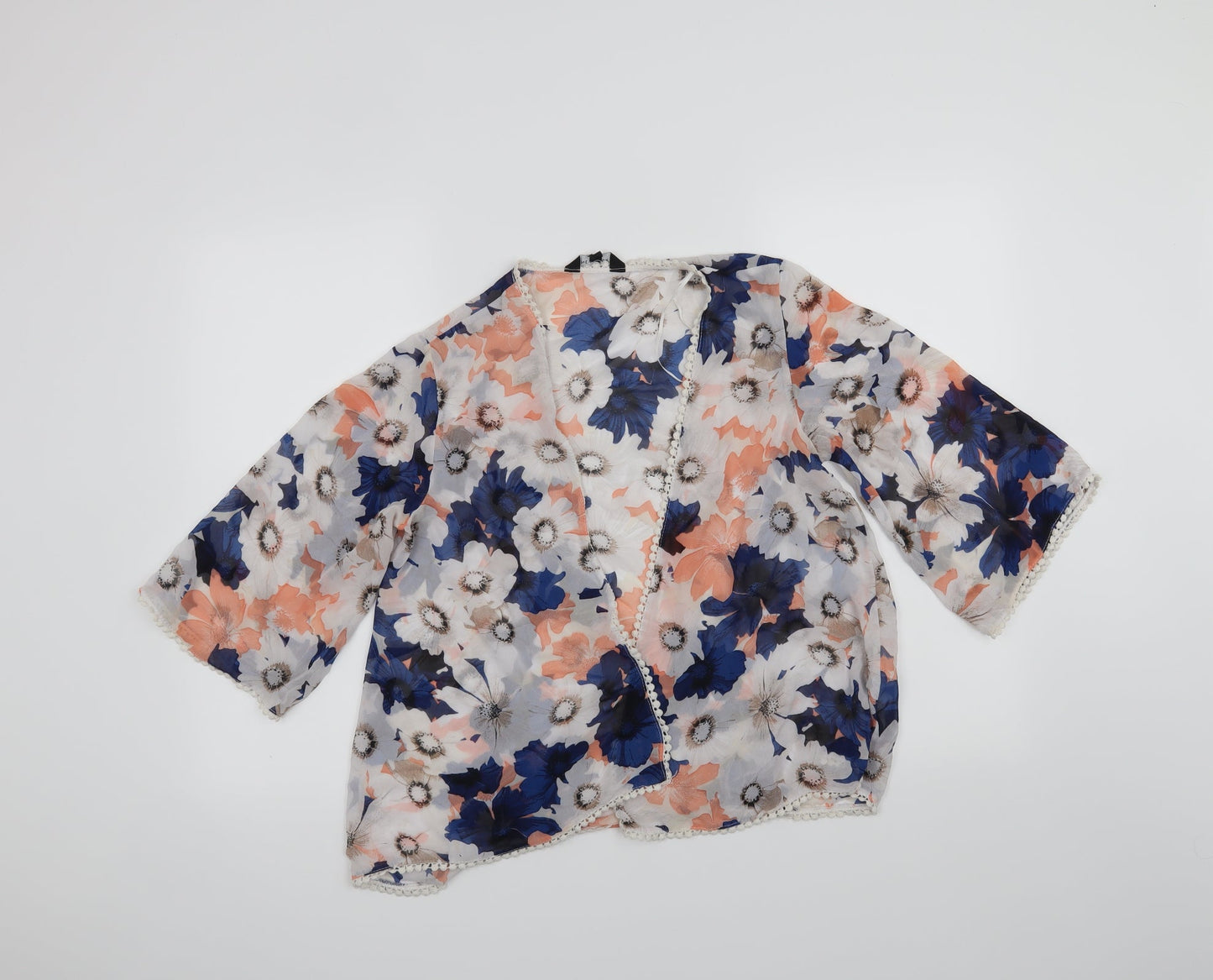 New Look Womens White Floral  Cardigan Jumper Size 8