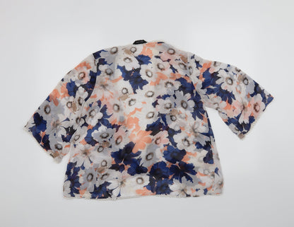 New Look Womens White Floral  Cardigan Jumper Size 8