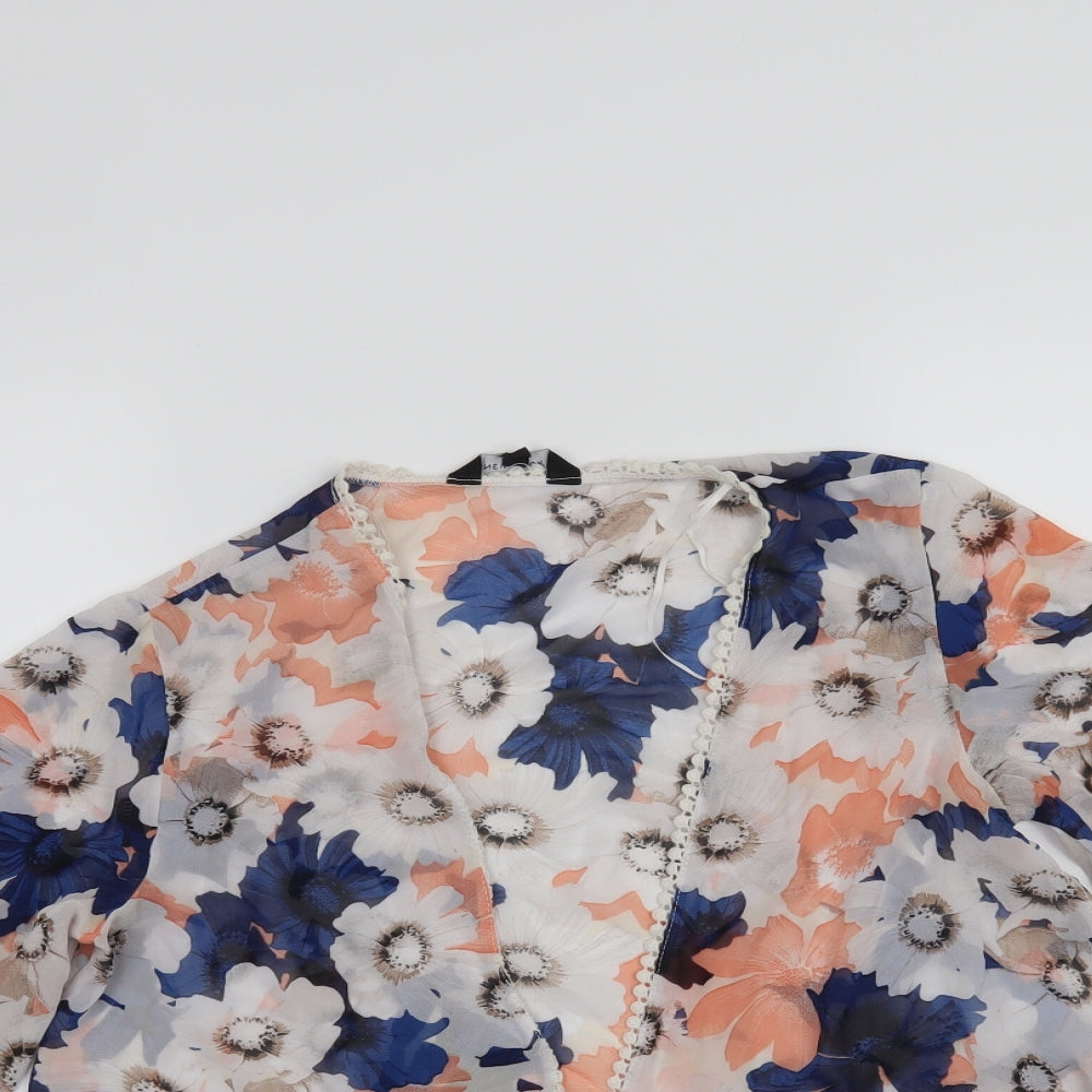 New Look Womens White Floral  Cardigan Jumper Size 8