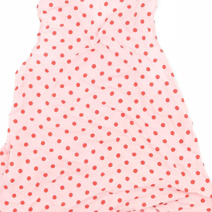 Stradivarius Womens Pink Polka Dot  Basic Tank Size M  - Knot Detail