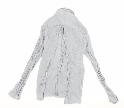 Miss Selfridge Womens Blue Striped  Basic Button-Up Size 8  - open back