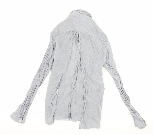 Miss Selfridge Womens Blue Striped  Basic Button-Up Size 8  - open back