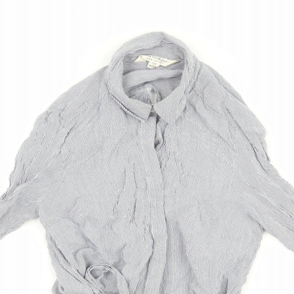 Miss Selfridge Womens Blue Striped  Basic Button-Up Size 8  - open back
