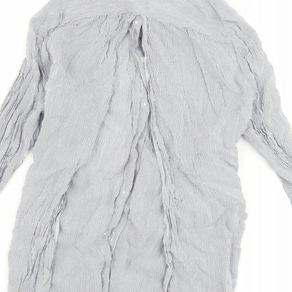 Miss Selfridge Womens Blue Striped  Basic Button-Up Size 8  - open back