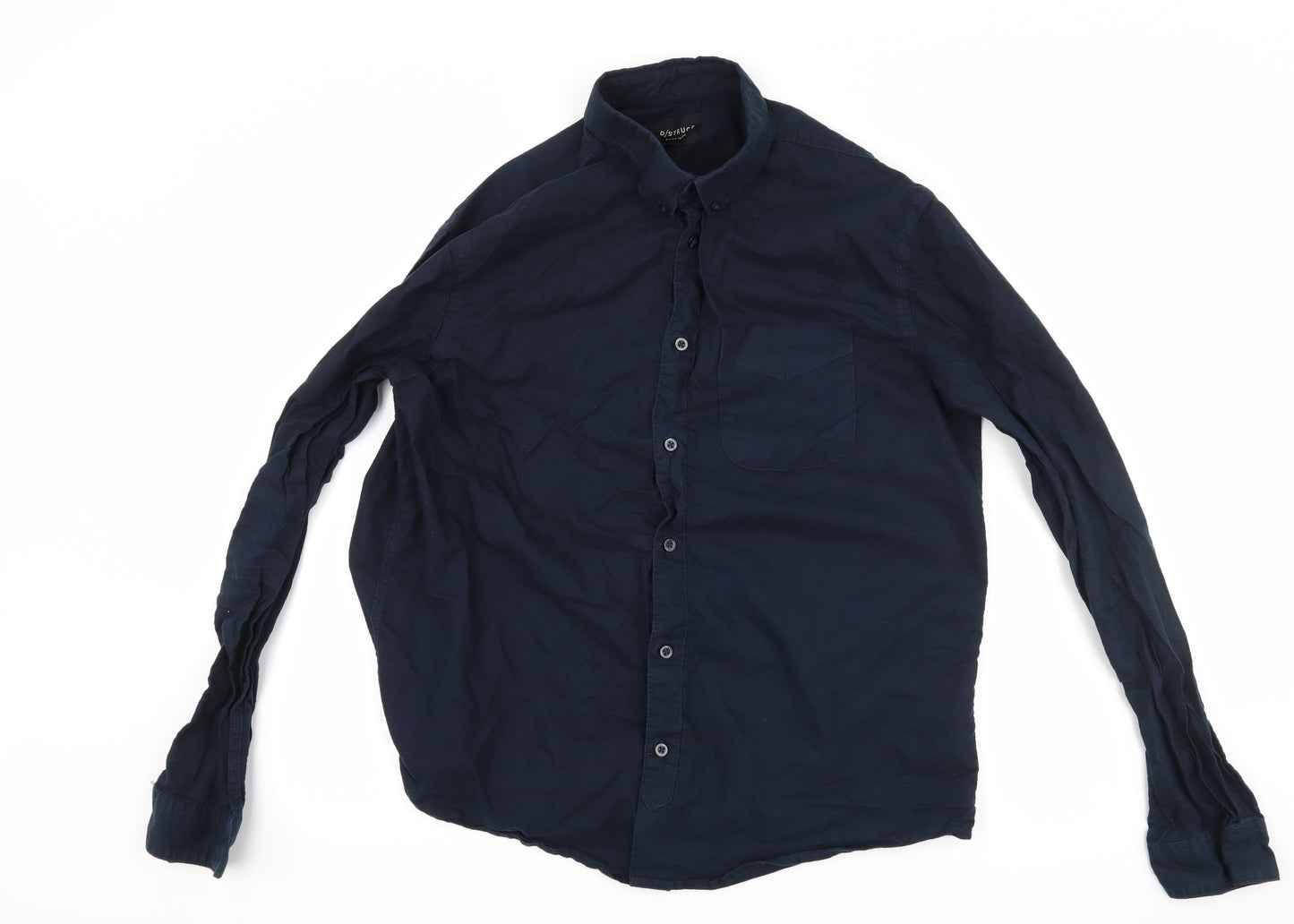 Mens UK Size XL D-Struct Blue  Button-Up Long Sleeve Casual Shirt