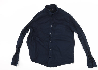 Mens UK Size XL D-Struct Blue  Button-Up Long Sleeve Casual Shirt