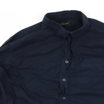 Mens UK Size XL D-Struct Blue  Button-Up Long Sleeve Casual Shirt