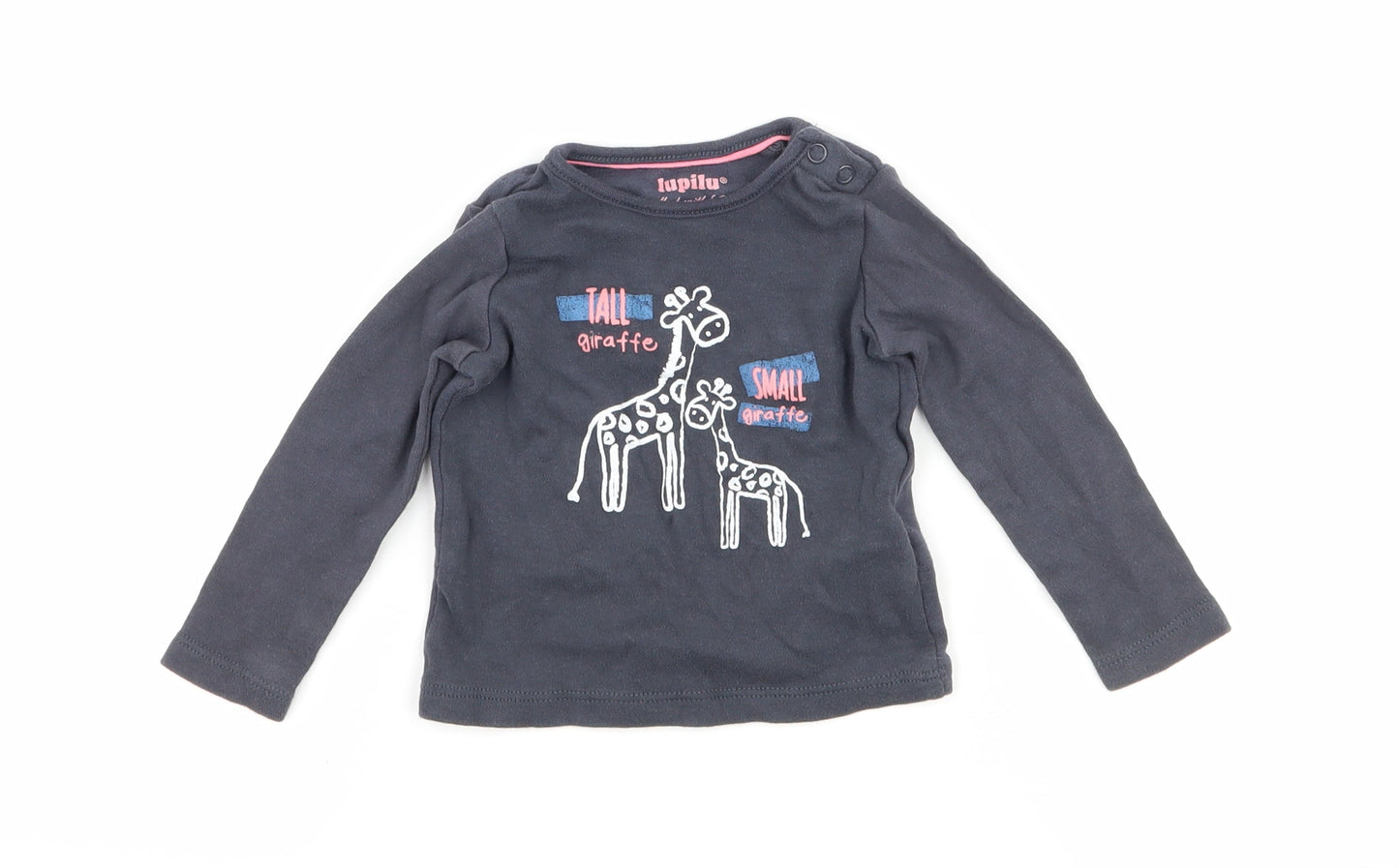Lupilu Girls Black   Basic T-Shirt Size 3-6 Months  - Giraffe