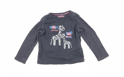 Lupilu Girls Black   Basic T-Shirt Size 3-6 Months  - Giraffe