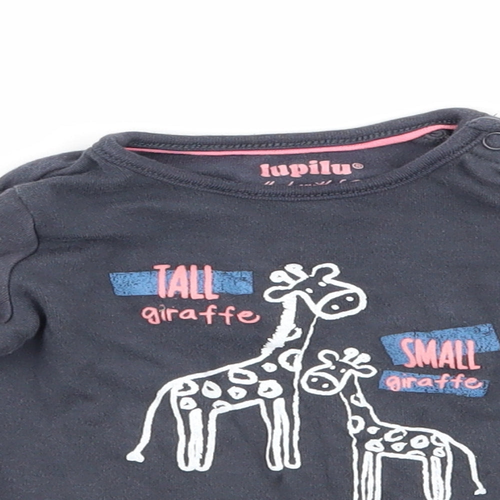 Lupilu Girls Black   Basic T-Shirt Size 3-6 Months  - Giraffe