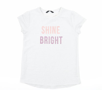 George Girls Silver   Basic T-Shirt Size 10-11 Years  - Shine Bright