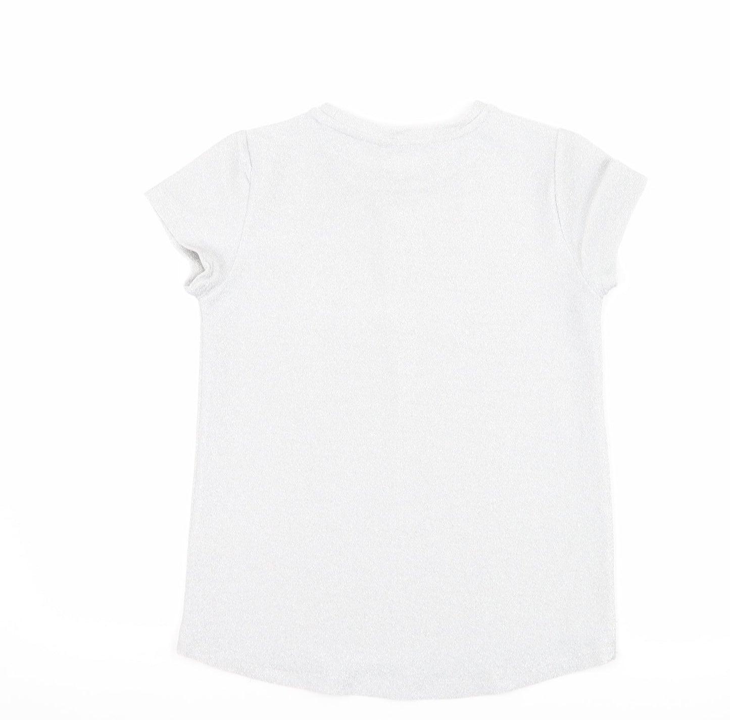 George Girls Silver   Basic T-Shirt Size 10-11 Years  - Shine Bright