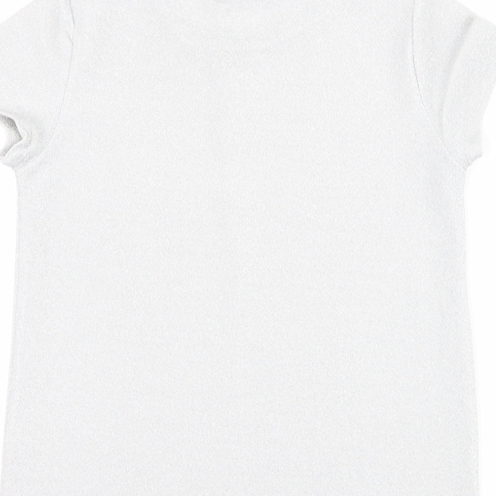 George Girls Silver   Basic T-Shirt Size 10-11 Years  - Shine Bright