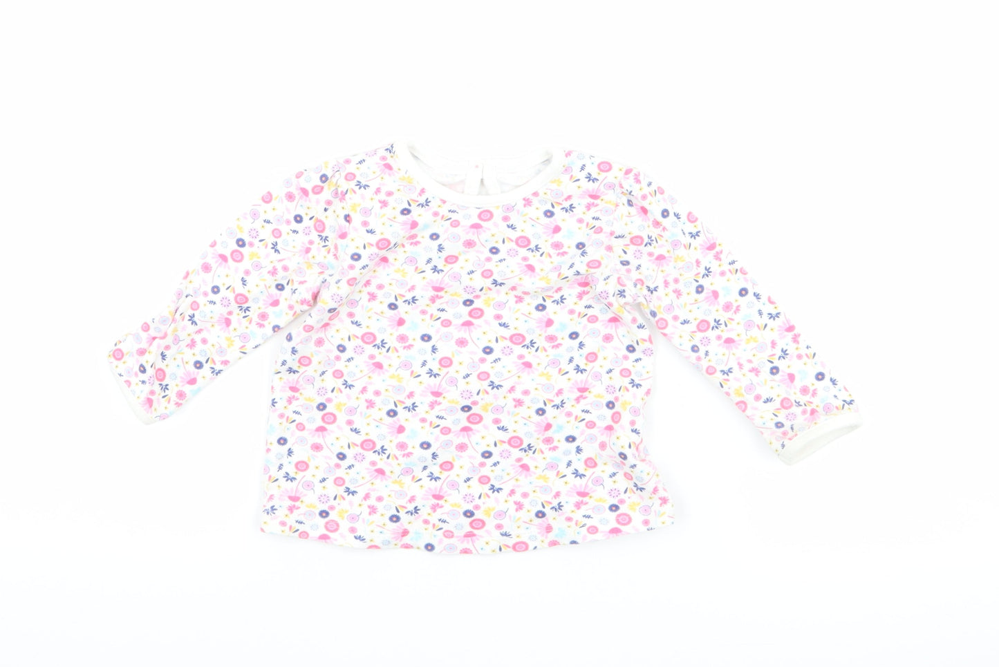 George Girls White Floral  Basic T-Shirt Size 3-6 Months