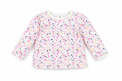 George Girls White Floral  Basic T-Shirt Size 3-6 Months